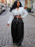 Solid Color Multi-pocket Loose Pants Women High Street Wide Leg Pants Straight High-waisted Oversized Y2K Trousers Pantalones