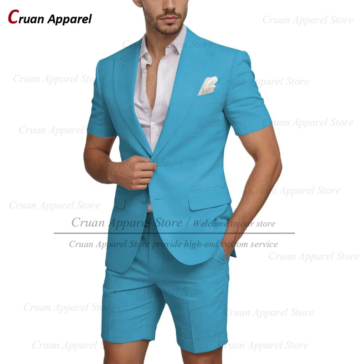 Beach Linen Men Suit Shorts Slim Fit Formal Best Man Groom Wedding Dress Tuxedo Casual Short Sleeve Blazer Pants 2 Pieces 2026