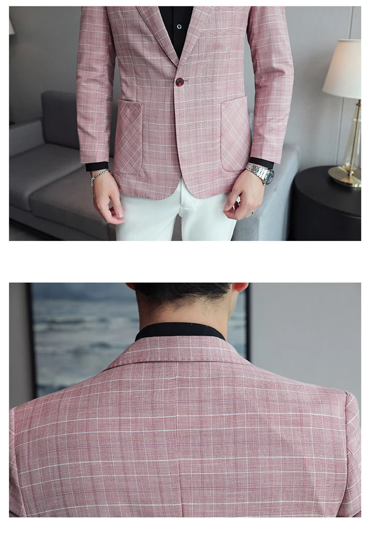 2024 New High-end Men's Two-button Suit Fashion Matching Handsome Casual Dating Slim Suit Single West Coat  Gucci Blazer Men