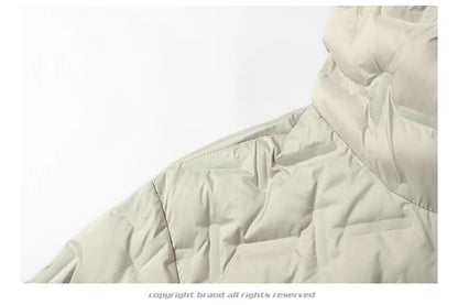 Winter White Down Jacket Men Graphene Self-heating Windproof Pleated Hooded Puffer Jackets Casual Warm Down Coats Male Clothing