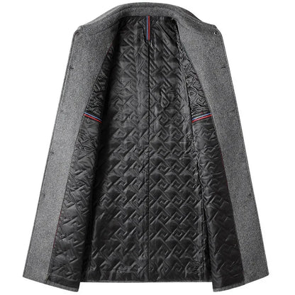 BROWON Brand Winter Coat Men  Autumn Solid Turn-Down Collar Wool Long Jacket for Men New Business Casual Keep Warm Outerwear