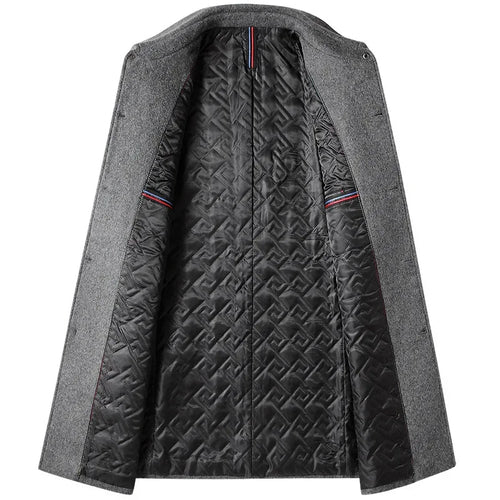 BROWON Brand Winter Coat Men  Autumn Solid Turn-Down Collar Wool Long Jacket for Men New Business Casual Keep Warm Outerwear