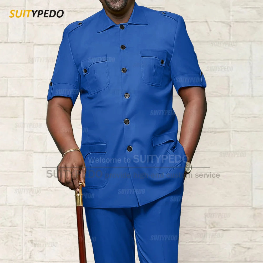 Custom Men Suit Sets For Formal Party Africa Style Male Good Quality Blazer Pants 2 Pieces Business Meeting Slim Fit Costumes