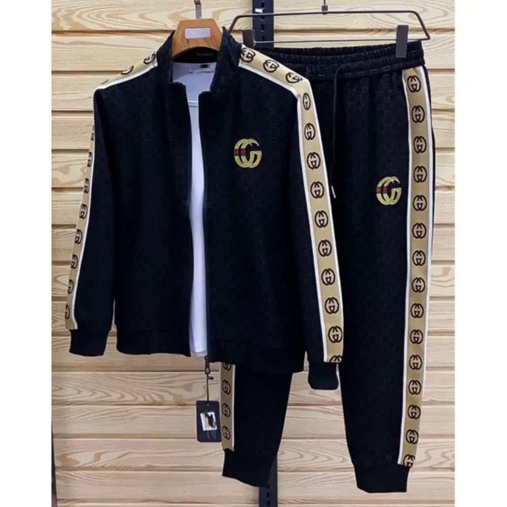 Spring and Autumn New Sports and Leisure Two-piece Set Men's Stand-Up Neck Cardigan Jacket Long Sleeve Fashion Trend Pants
