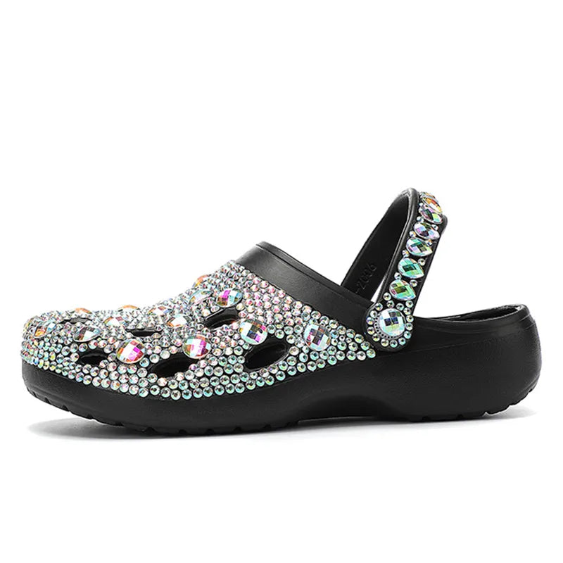 Women Summer Luxury Slippers EVA Rhinestone Decoration Sandals Beach Slides Flip Flop Soft Fashion Casual Shoes For Female 35-41