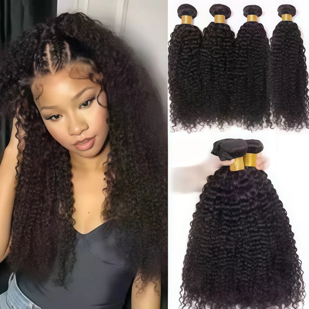 Jerry Curly Bundles Natural Black Kinky Curly Human Hair Bundles Bouncy 12 To 42 Inch 2 3 4 Pcs Raw Remy Hair Extensions
