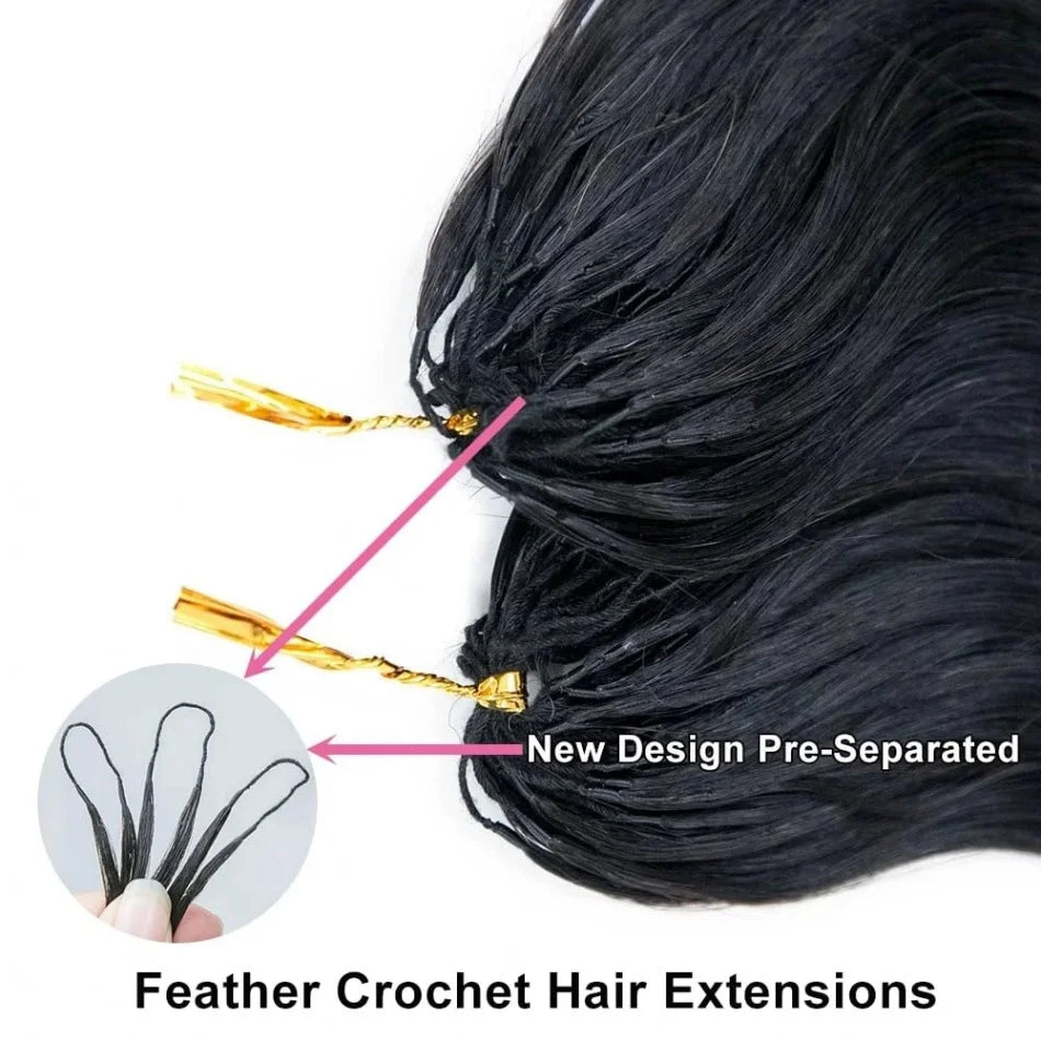Body Wave Crochet Human Hair Knotless Pre-Separated Feather Lightweight Human Crochet Hair Extensions For Braids Twist 60g/Pack