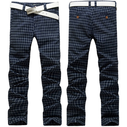 Business Formal Pants Cotton Casual Pants Men  New Classic Style Straight Loose High Waist Plaid Trousers Male Brand Clothes