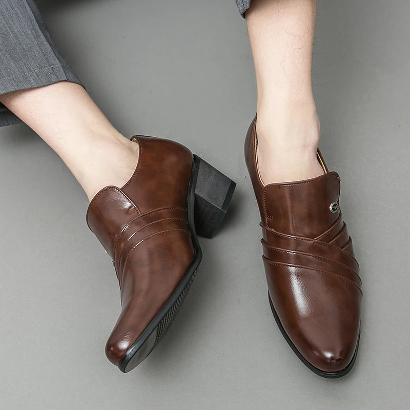 High-End Marke Herren Business Schnürschuhe Leder Erhöhte Höhe Britische Schuhe Herren Spitz zulaufende Zehe Schuhe Hochzeit Stiefel Größe:37-46
