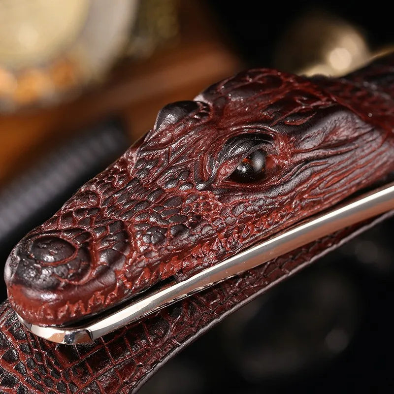 Fashion 3D Alligator Crocodile Shape Cow Leather Belt For Men Coffee Black Mens Belts Luxury Designer Belts Men High Quality B2