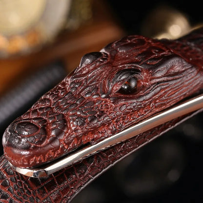 Fashion 3D Alligator Crocodile Shape Cow Leather Belt For Men Coffee Black Mens Belts Luxury Designer Belts Men High Quality B2