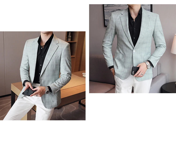 2024 New High-end Men's Two-button Suit Fashion Matching Handsome Casual Dating Slim Suit Single West Coat  Gucci Blazer Men