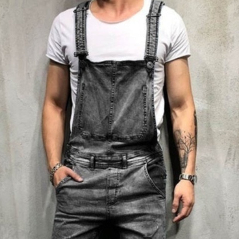 Mens Summer Solid Denim Overalls Jumpsuit Dungaree Suspender and Brace Bibs Pants Jumpsuit Trousers S-3XL For Free Shipping 2023