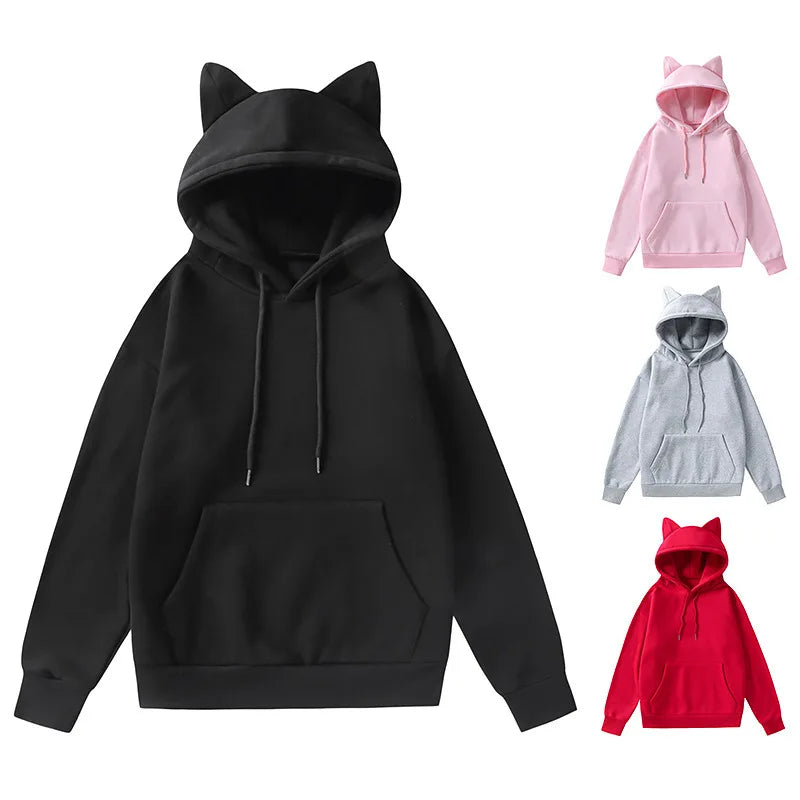 2024 New Winter Men's Hoodie Sweater Pullover South Korea Fashion Men's Cat Ears Cute Japanese Top Personality Sweatshirt Women