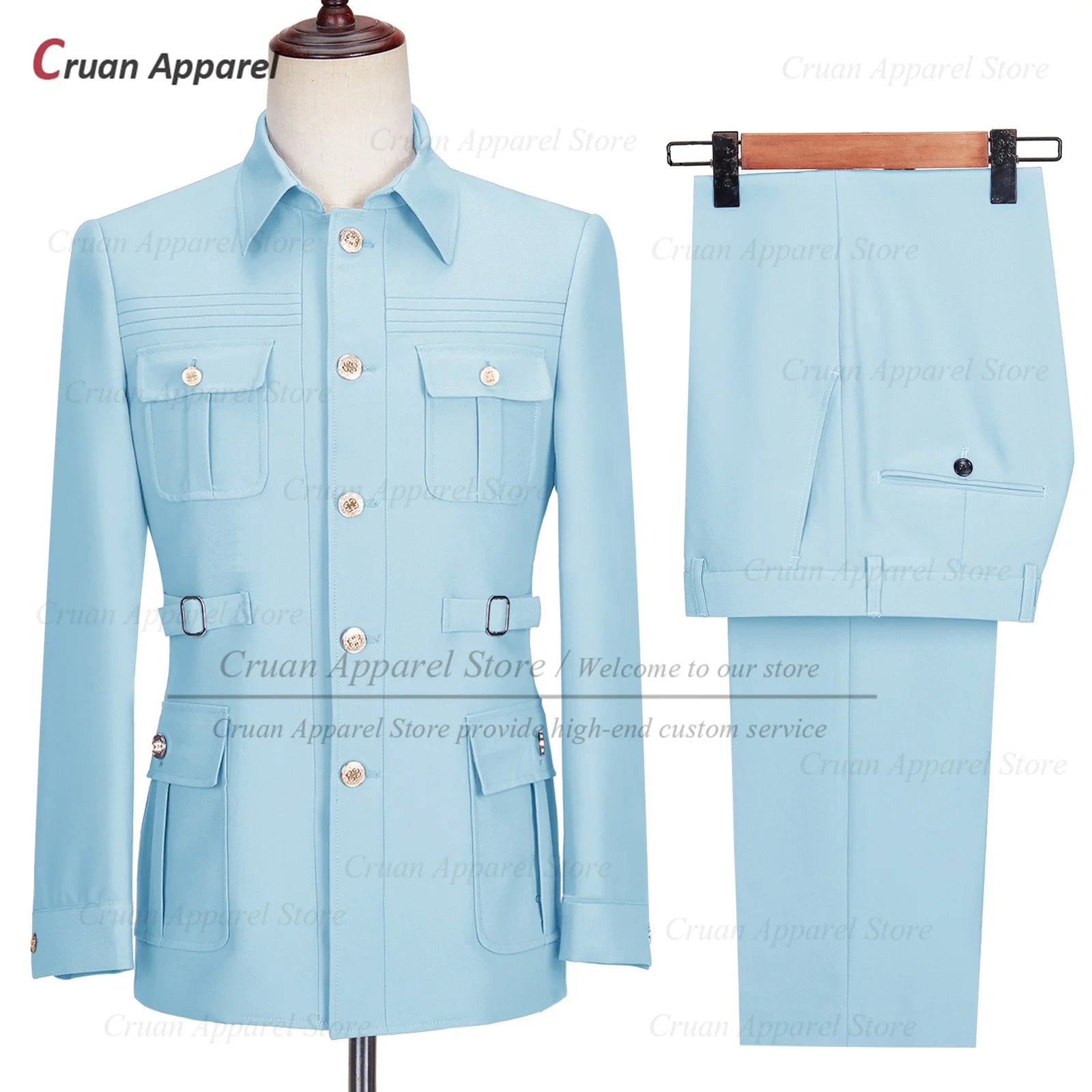 Fashion Men Suit Sets Costumes Formal Chinese Tunic Suit Blazer Pants 2 Pieces Tailor-made Wedding Business Prom Slim Fit Tuxedo