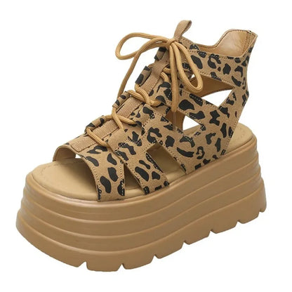 Luxury NEW Summer Sandals 8CM Wedge Heels Sneakers Women Beach Flip Flop High Platform Casual Sandals Breathable Walking Shoes