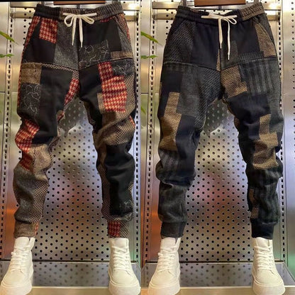 Plush Wool  New Men's SUMMER Winter Six Pocket Small Foot Casual Trousers Elastic Harem Trousers Loose Baggy Pants