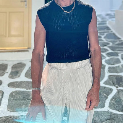 White Men Pants Set Lapel Button-up Short Sleeve Shirt + Long Pants Casual Beach Outfits Men's Clothing New Two Piece Tracksuit
