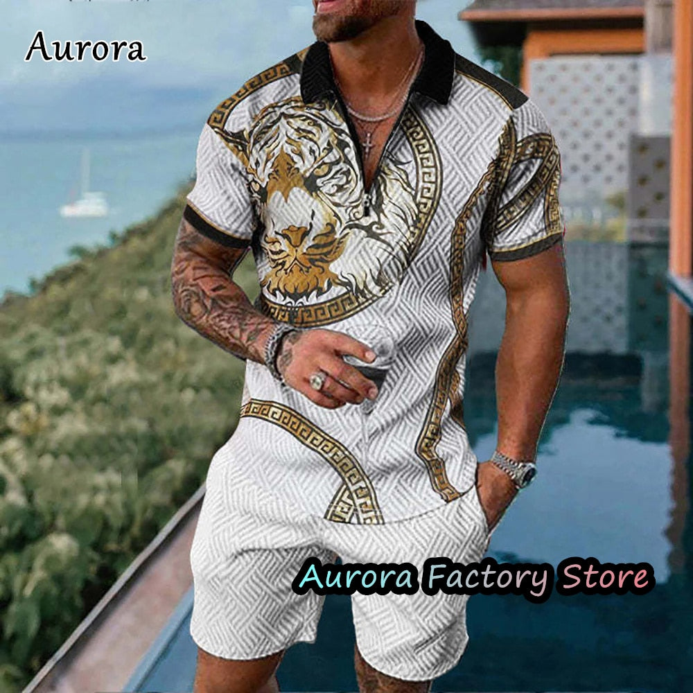 Luxury Men&#39;s Polo Set Summer Vintage Tracksuit Casual Stylish Outfit Male Polo Shirt Suit Hawaii Style Clothing New Streetwear