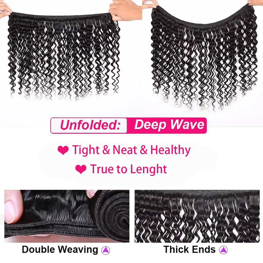 Malaysian Human Hair Bundles Deep Wave Raw 3 4 Bundles 28 30 Inch Virgin Remy Curly Hair Extension For Women Sew In Quick Weave