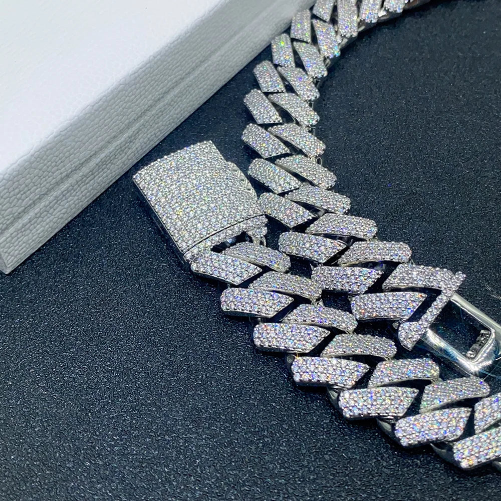 18mm Square Zircon Iced Out Cuban Chain Necklaces For Men Women Brass Bling Goth Hip Hop Jewelry Free Shipping