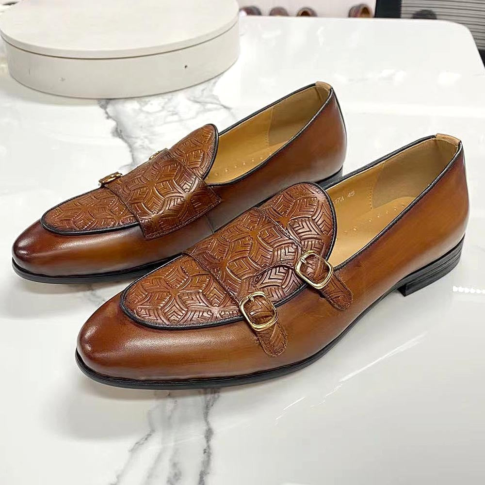 Summer Autumn Shoes Mens Loafers Classic Monk Strap Men Shoes Genuine Leather Slip on Dress Shoes Wedding Party Casual Business