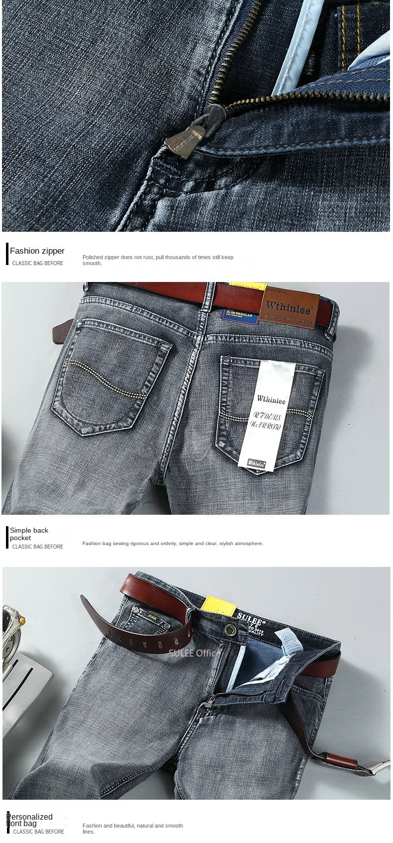 2024  Luxury  Brand Logo Slim Fit Spring Men's Jeans Casual Elastic Denim Pants Male Trousers Colors Clothing