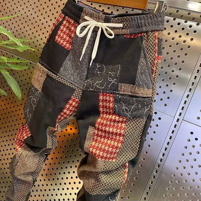 Plush Wool  New Men's SUMMER Winter Six Pocket Small Foot Casual Trousers Elastic Harem Trousers Loose Baggy Pants