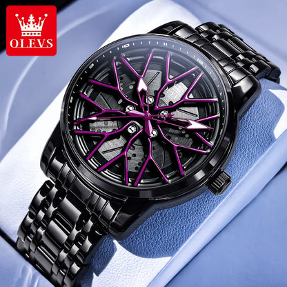 OLEVS Watches Man 3701 New High Quality Original Mens Luck Flywheel Quartz Watch 30M Waterproof Sports Watches For Men Reloj