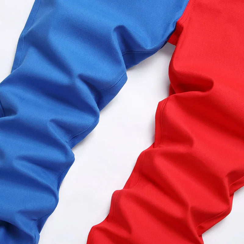 Mcikkny Men Fashion Casual Jeans Pants Color Block Patchwork Denim Trousers Slim Fit