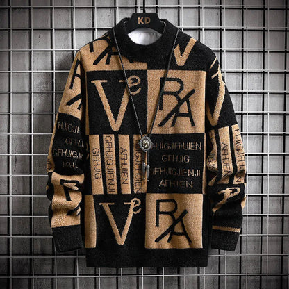 Men Knitted Sweater Stripe Pullovers Printing Round Neck Sweater  Autumn/Winter Designer Quality Casual Men Clothing Jumper