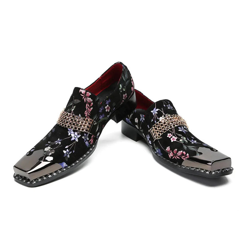 Italienischer Stil Herren Business Schuhe Schwarz Metall Spitz Zehen Schlangenmuster Echtes Leder Schuhe Party Schuhe Herren Flach