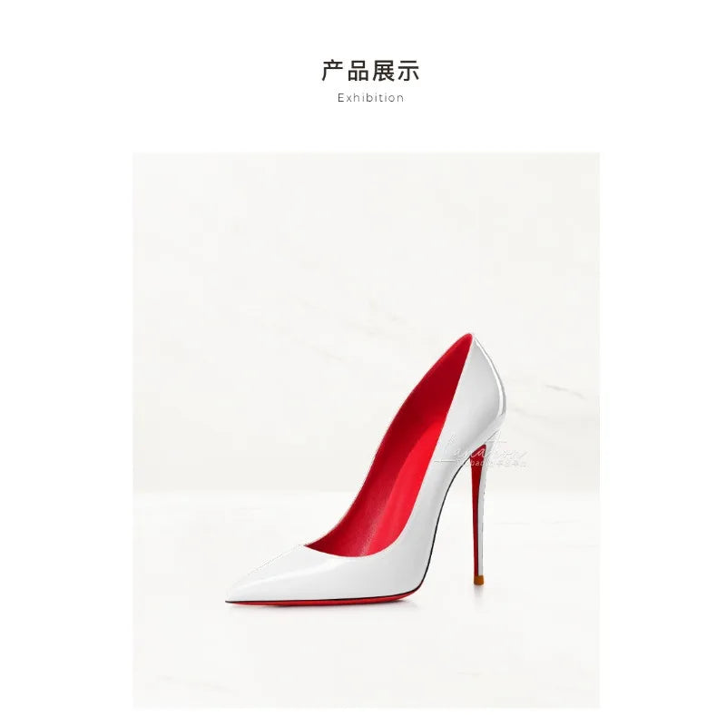 2026 Spring New High-end Black High-heeled Shoes for Women, Thin-heeled, Pointed Toe, Patent Leather, Elegant Single Shoes