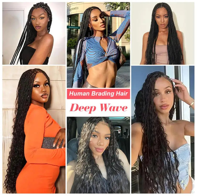 Human Braiding Hair Deep Water Wave Bulk No Weft Design 110g 1 Bulks Full Thick Bouncy Curly Bulk Hair Extensions For Braids
