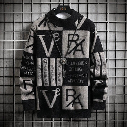 Men Knitted Sweater Stripe Pullovers Printing Round Neck Sweater  Autumn/Winter Designer Quality Casual Men Clothing Jumper