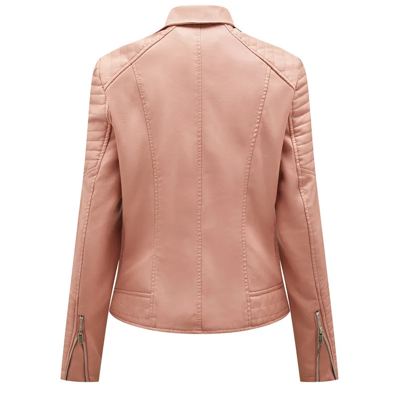2026 New Fashion Women Faux Leather Jacket, Spring Autumn Zipper Casual Pu Coat, Female Biker Outerwear Ladies Clothes S-XXXL