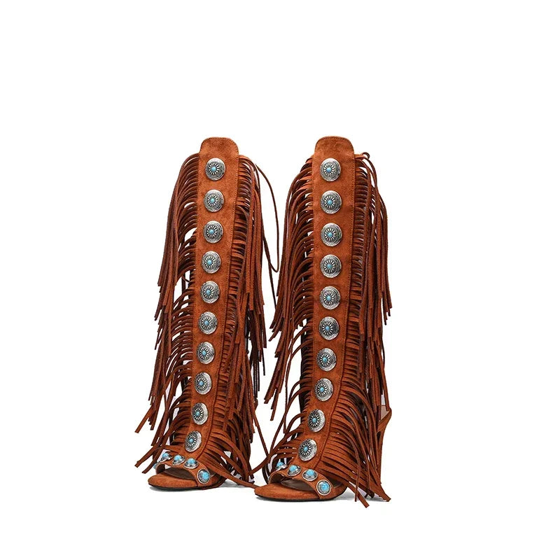 Sandalias Mujer   Summer Women Sandals Peep Toe Sexy Lace Up Knee High Shoes Zapatos De Mujer High Heels