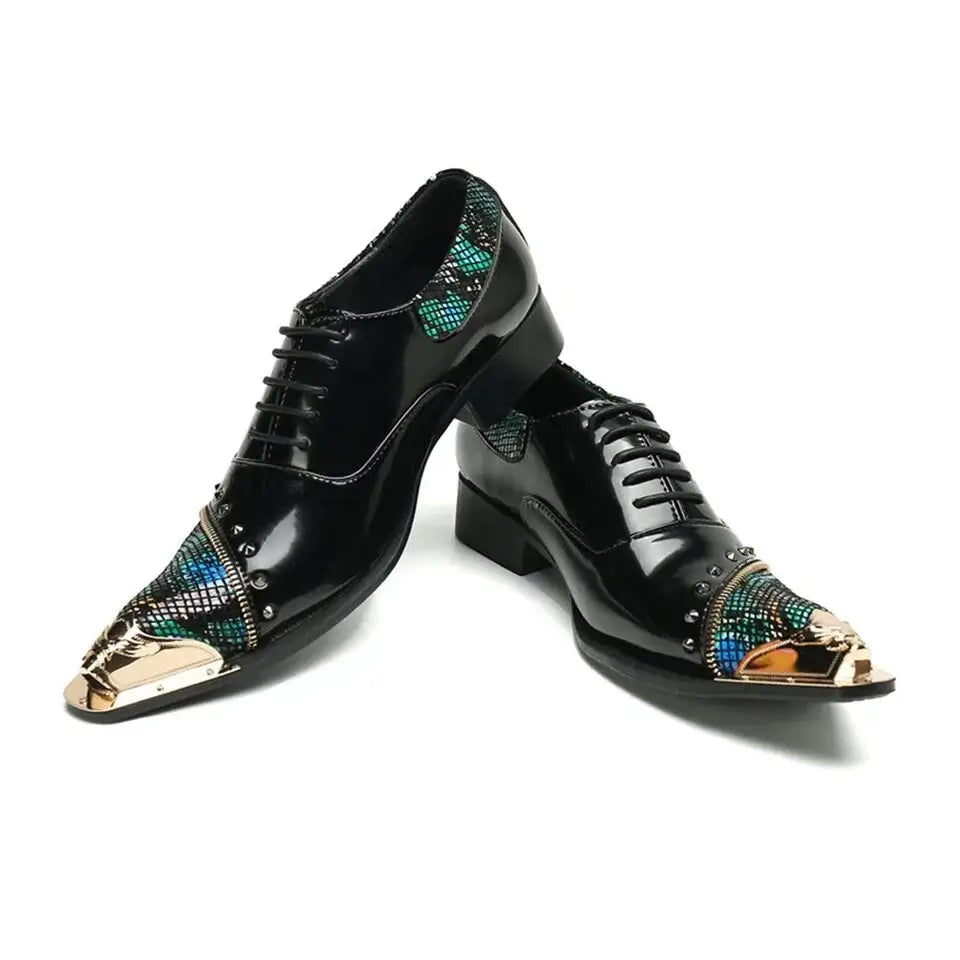 Luxusmarke Herrenschuhe Glitzer Gold italienische Hochzeitsschuhe Herren Leder Spitz Zehe Anzugschuhe Übergröße Herrenschuhe