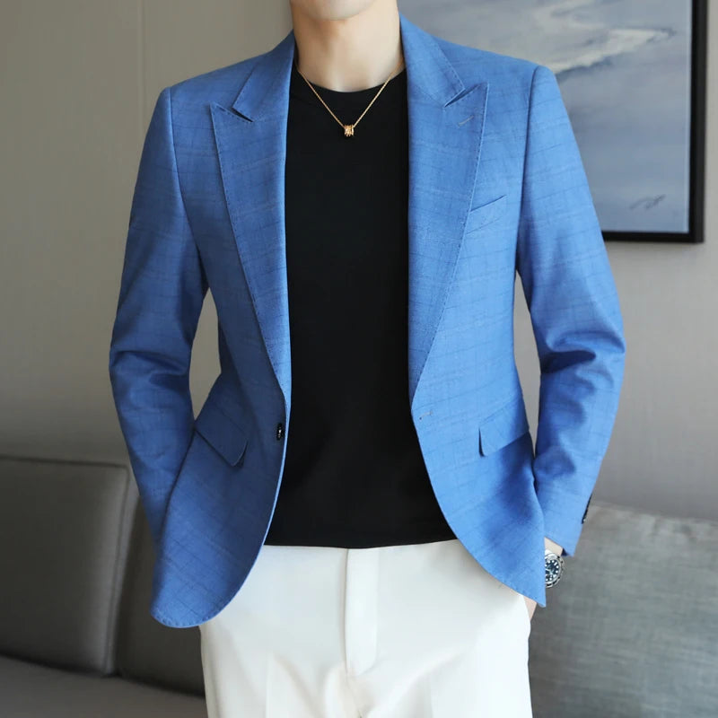 2024 New High-end Men's Two-button Suit Fashion Matching Handsome Casual Dating Slim Suit Single West Coat  Gucci Blazer Men