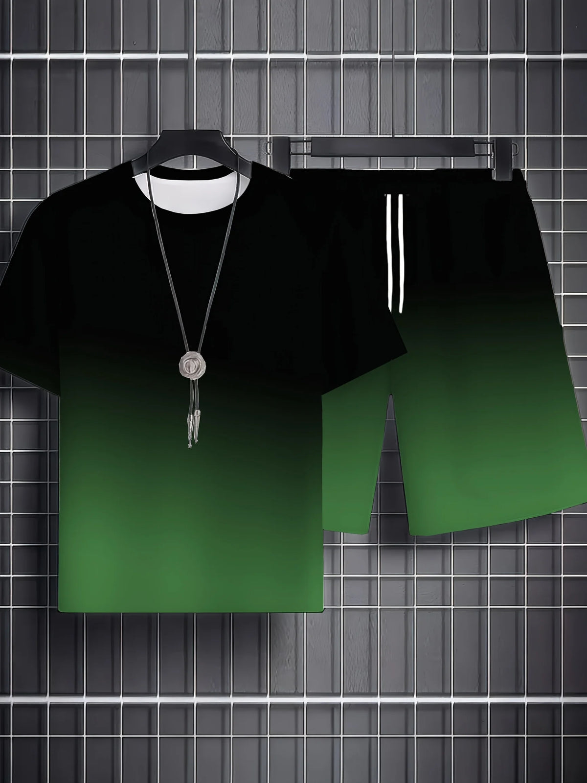 Sommer Herrenmode Freizeit-Sport-Set Locker sitzend Trendiger Puppen-Graffiti-Print Rundhals Kurzarm Zweiteiler mit Shorts