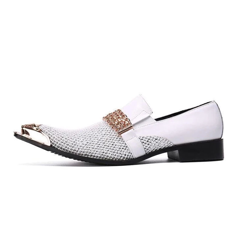 Neu eingetroffen: rote spitze Herren-Lederschuhe aus echtem Leder mit Metallspitze und Kristall, handgemacht, modische Friseurschuhe