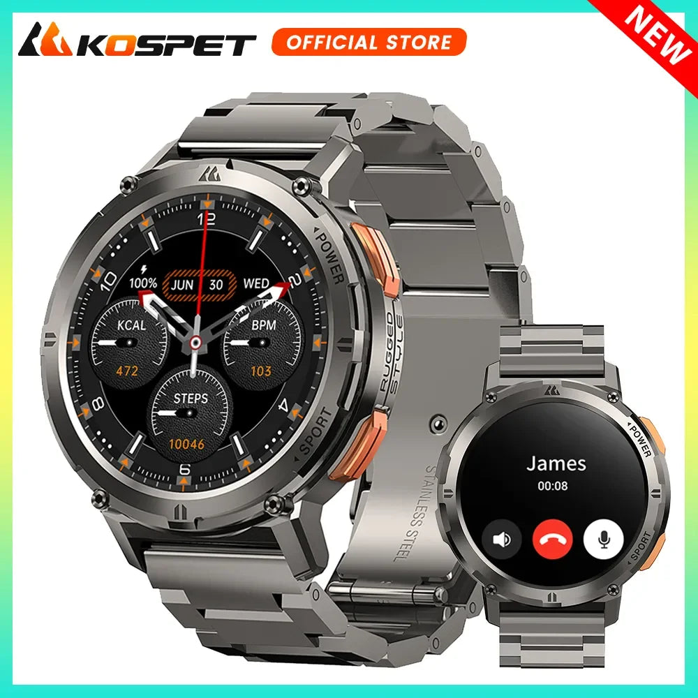 Original KOSPET TANK T2 Ultra Smartwatches For Men Watches AMOLED AOD Smartwatch Bluetooth Call Electronic Men's Smart Watch