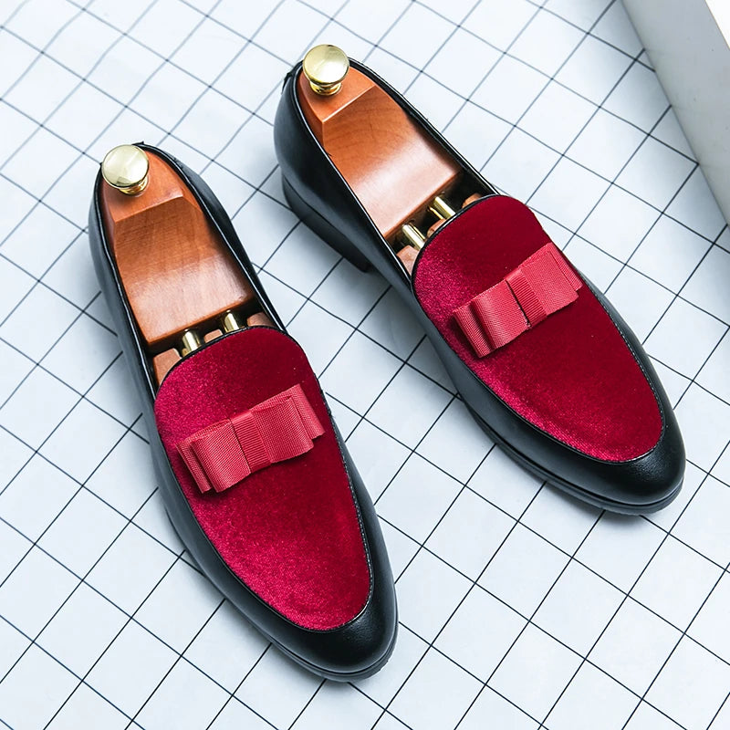 Fashion Wedding Shoes For Men Dress Casual Business Leather Shoes Male Classic Formal Bow Office Social Party Shoes Man Loafers