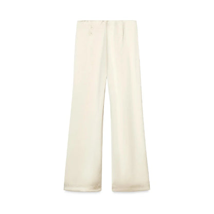 Elegant Tube Tops Women's Trouser Suits Backless Top Wide Leg Pants  Spring Summer High Street Fashion 2 Pieces Set Women