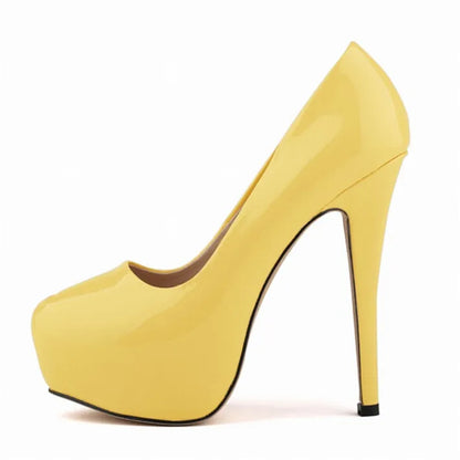 Sexy High Platform Party Shoes  New Women Concise Solid Patent Leather High Heels Shoes Fashion Shallow Wedding Shoes Woman