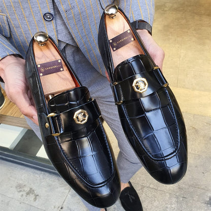 New Black Loafers Men Slip-On Round Toe Fashion Mens Dress Shoes Free Shipping Wedding Shoes for Men Size 38-47
