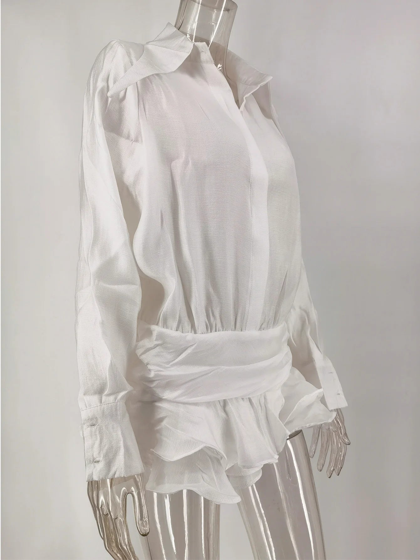 Sexy See through chiffon White summer dress women  elegant party Shirt dress new birthday evening midi short dresses vestido