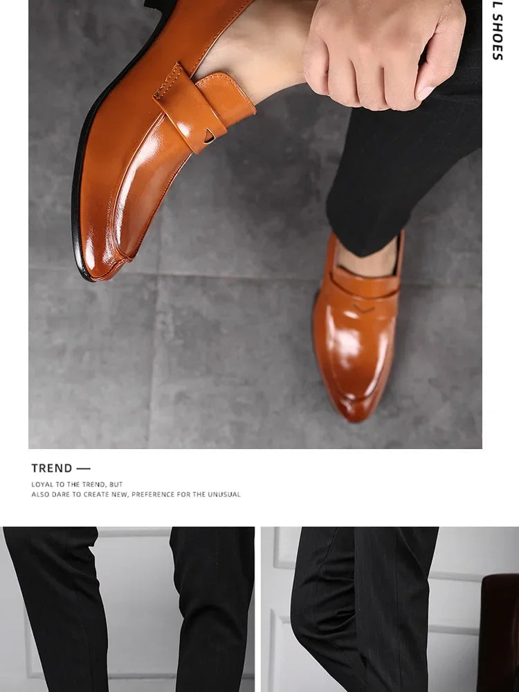 Men Leather Shoes New British Business Dress Shoes Fashion Pointed Social Shoes Casual Shoes Zapatos Hombres