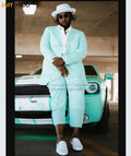 Fashion Mint Suit Sets For Men Wedding Banquet Elegant Outfits Daily Party Tailor-made Male Casual Blazer Pants 2 Pieces