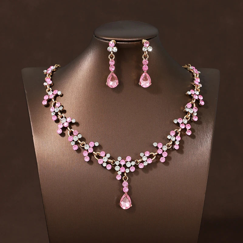 Itacazzo Bride Accessories Exquisite Necklace Earrings Three Piece Set&Suitable for Women's Wedding, Birthday, Party Matching